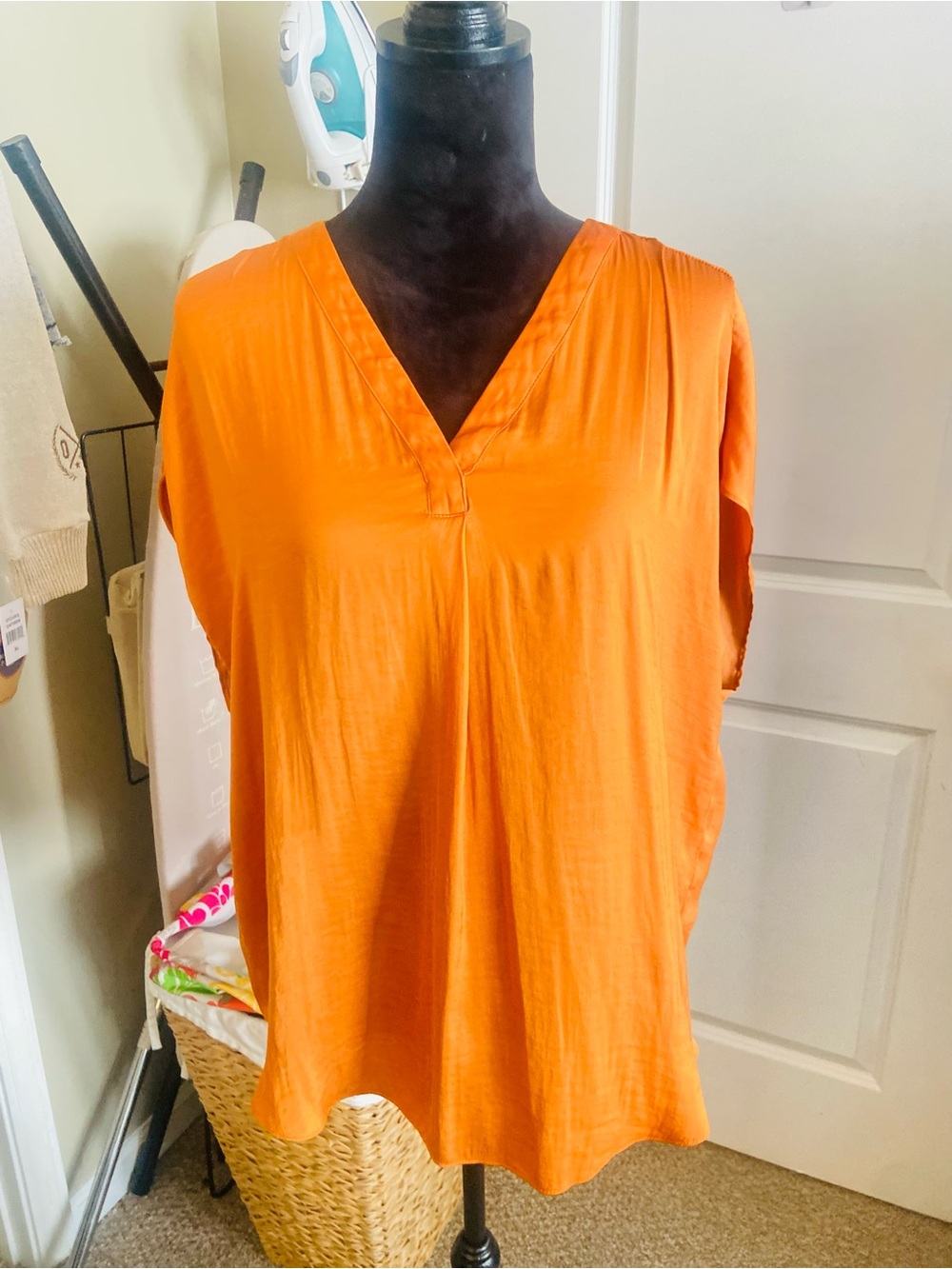 maison d'Amélie Paris Satin Blouse in Burnt Orange - XL